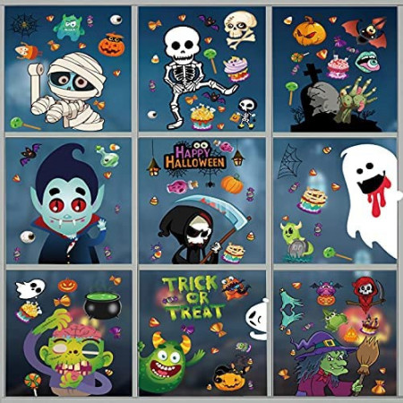 Set de 113 stickere pentru Halloween Qpout, PVC, multicolor