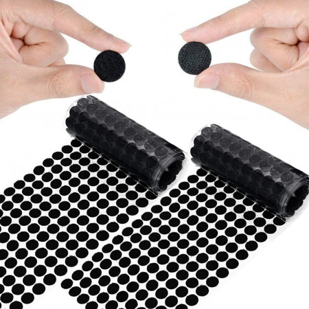 Set de 1200 puncte Velcro autoadezive pentru mestesuguri ZAWTR, poliester/nailon, negru, 10 mm