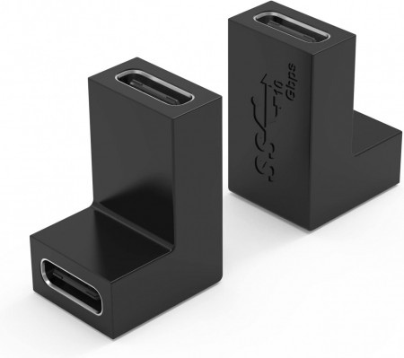 Set de 2 convertoare audio/video USB C la USB C Generic, metal/plastic, negru/argintiu, 19 x 13,5 x 11 mm