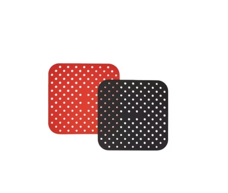 Set de 2 covorase pentru friteuza cu aer CompaSJ, silicon, rosu/negru, 22 x 22 cm