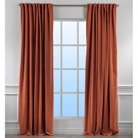 Set de 2 draperii Lilijan Home &amp; Curtain, catifea, portocaliu, 140 x 245 cm