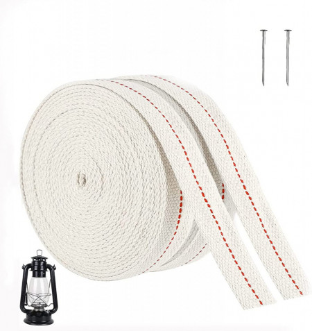 Set de 2 role cu fitil pentru lampile de ulei Luckaide, bumbac, alb/rosu, 4 m x 20 mm