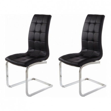 Set de 2 scaune Alexia, tapitate, negru/argintiu, 104 x 55 x 42,5 cm - Img 1