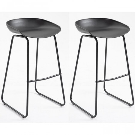 Set de 2 scaune de bar Alabama, metal/plastic, negre, 84 x 42 x 42 cm - Img 1