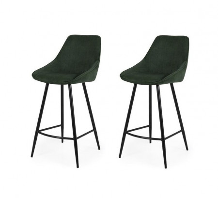 Set de 2 scaune de bar Lex, metal/plastic, verde, 108 x 47 x 52 cm - Img 1