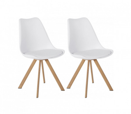 Set de 2 scaune Lazio - piele sintetica alba - Img 1
