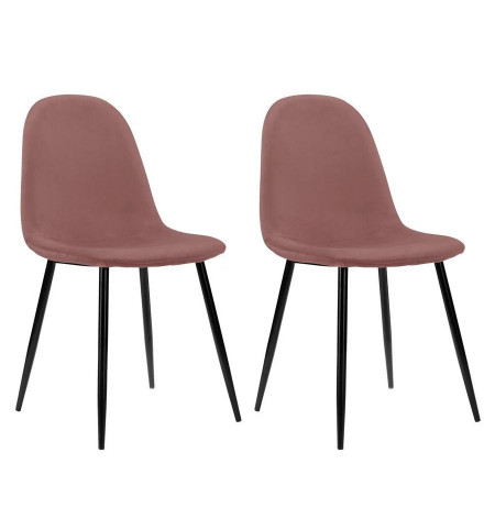 Set de 2 scaune Leonique, catifea/metal, rosu inchis/negru, 87 x 52 x 44 cm