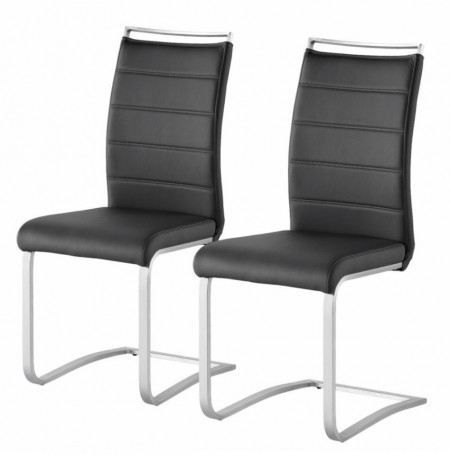Set de 2 scaune Lezuza din piele sintetica/otel inoxidabil, negru, 42 x 102 x 56 cm - Img 1