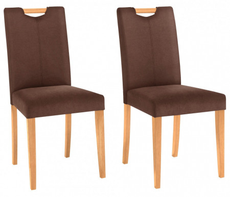Set de 2 scaune Siena - tapitate - maro/lemn - Img 1