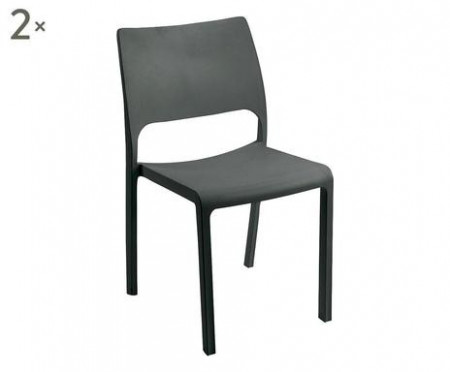 Set de 2 scaune stivuibile antracit Brittany - Img 1