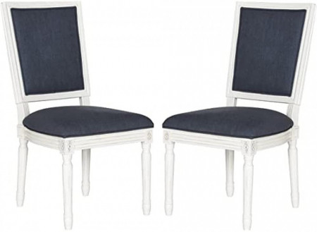Set de 2 scaune tapitate Bolander, crem/albastru inchis, 48 x 48 x 97,3 cm - Img 1