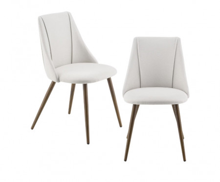 Set de 2 scaune tapitate Harsens, poliester/metal, bej/maro, 83 x 50 x 53 cm