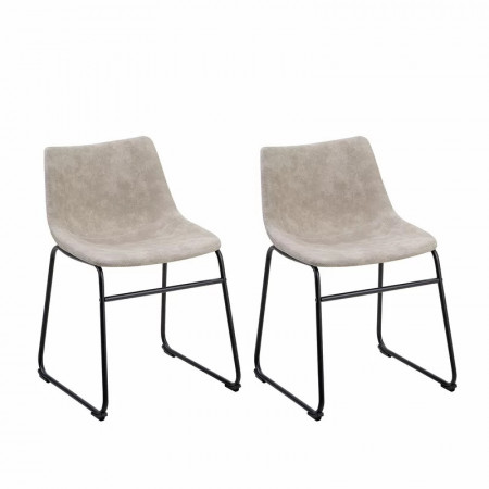 Set de 2 scaune tapitate Yorba Linda, poliester/metal, bej/negru, 45 x 44 x 74 cm