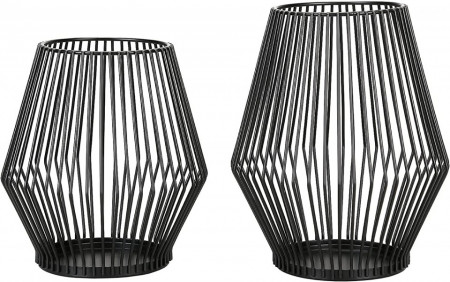 Set de 2 suporturi pentru lumanari Encoft, metal, negru - Img 1