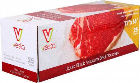 Set de 25 pungi pentru vidat alimente Vesta Precision, plastic, transparent, 27,9 x 40,6 cm