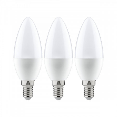 Set de 3 becuri Pulmann, LED, metal/sticla, alb, E14, 5,5W