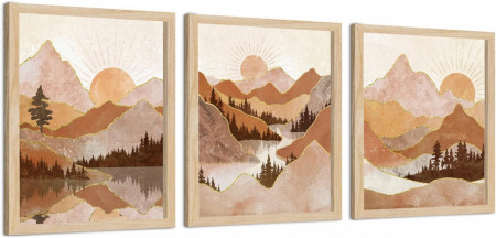 Set de 3 tablouri Putuo Decor, panza, natur/bej, 20,3 x 25,4 cm
