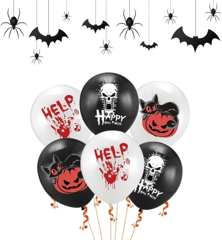 Set de 36 baloane pentru Halloween Butyeak, latex, multicolor, 30,4 cm