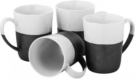 Set de 4 cani Esrum, ceramica, fildes/gri, 9 x 11 cm, 250 ml - Img 1