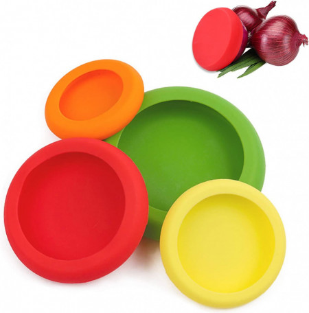 Set de 4 capace pentru depozitarea alimentelor FEIGO, silicon, multicolor - Img 1
