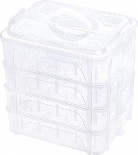 Set de 4 cutii pentru depozitarea bobinelor de ata New Brothread, plastic, transparent, 23,5 x 18 x 26,5 cm