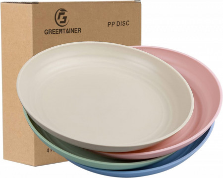 Set de 4 farfurii Greentainer, plastic, multicolor, 22,3 cm - Img 1