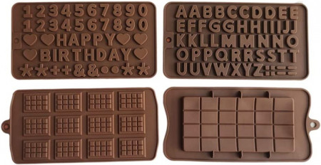 Set de 4 forme pentru ciocolata TASHELLS, maro, silicon, 10,5 x 21,3 cm