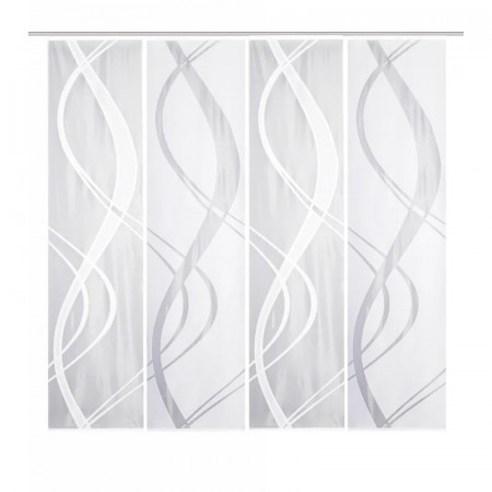Set de 4 perdele Mccrae, poliester, alb/gri, 57 x 225 cm