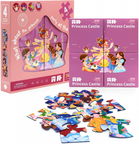 Set de 4 puzle-uri pentru copii PMGEKLP, hartie, multicolor, 30.5 x 28 x 5 cm