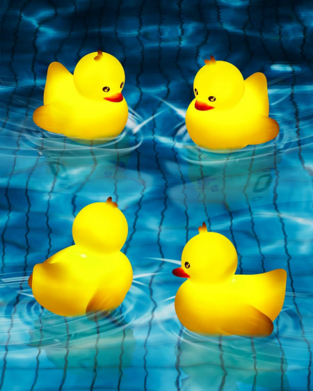 Set de 4 ratuste iluminate pentru piscina iShabao, plastic, galben, LED, 11 x 11 x 11 cm