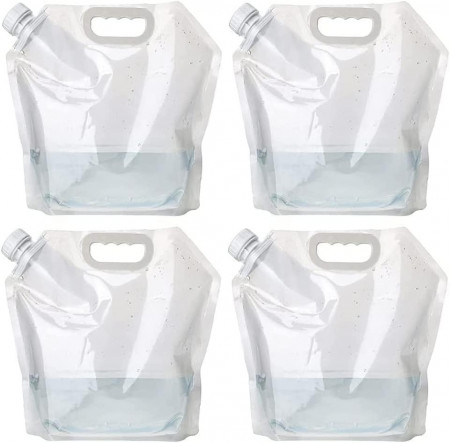 Set de 4 recipiente pliabile cu maner pentru apa Fasbet, plastic, transparent, 10 L, 38 x 41 cm