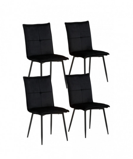 Set de 4 scaune Donna Meila, catifea /metal, negru, 59x48x93 cm - Img 1