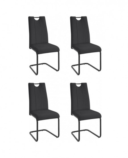 Set de 4 scaune Linea piele sintetica/metal, negru, 43 x 62 x 100 cm - Img 1