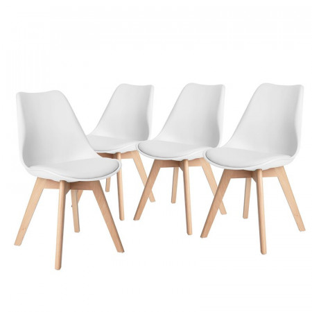 Set de 4 scaune tapitate Kaitlin, maro/alb, 82 x 42,5 x 46,5 cm - Img 1
