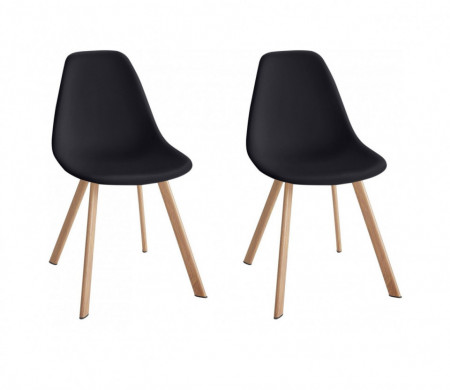 Set de 4 scaune Veneto, plastic/metal, negru/maro, 45 x 54 x 82 cm - Img 1