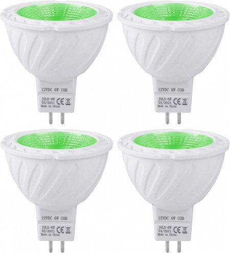 Set de 4 spoturi GU5.3 REYLAX, LED, culoare verde, 52 x 50 mm