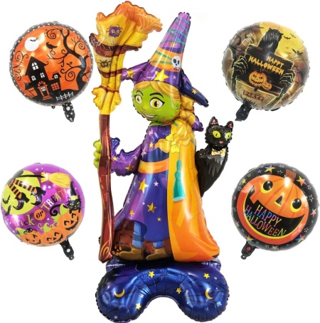 Set de 5 baloane pentru Halloween Changzhong, folie de aluminiu, multicolor