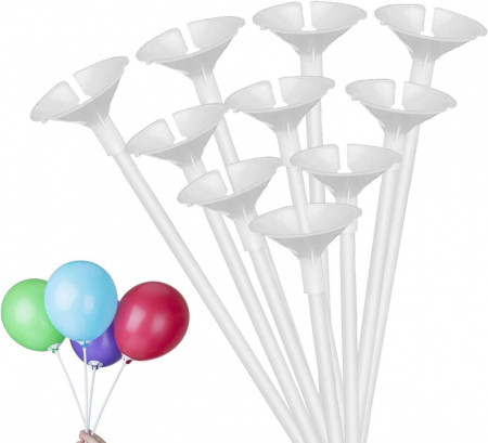 Set de 50 de suporturi pentru baloane Sunshine smile, plastic, alb, 40 x 3 cm