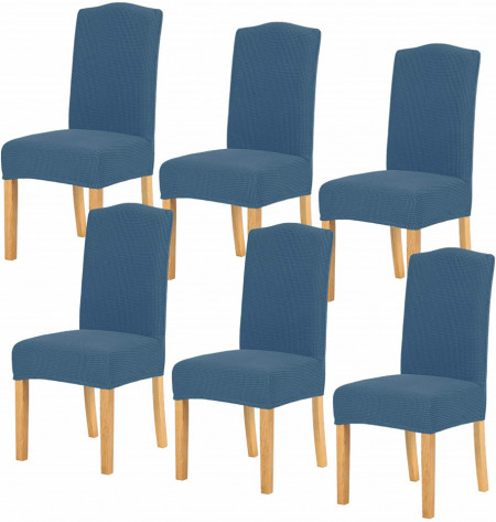 Set de 6 huse de scaun TIANSHU, poliester/spandex, albastru deschis - Img 1