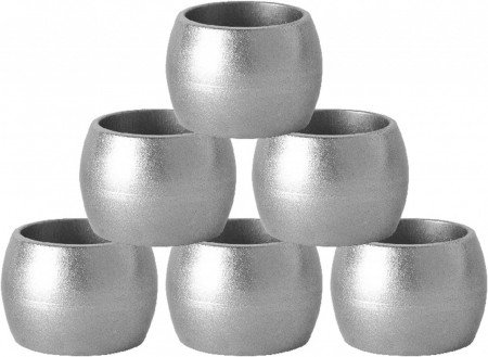Set de 6 inele pentru servetele Argon, melamina, argintiu, 4,5 x 3 cm