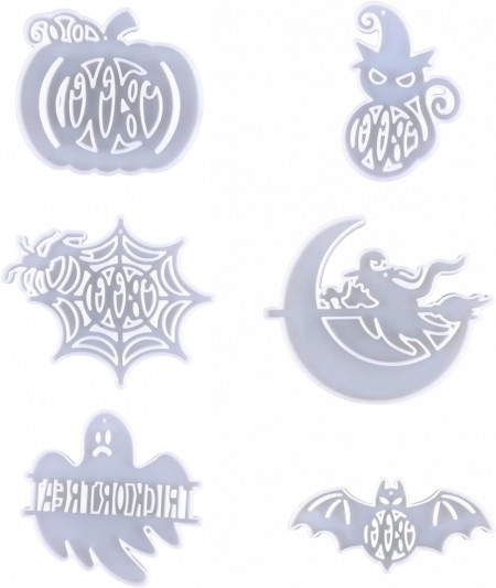Set de 6 matrite pentru brelocuri de Halloween VERWIN, silicon, transparent