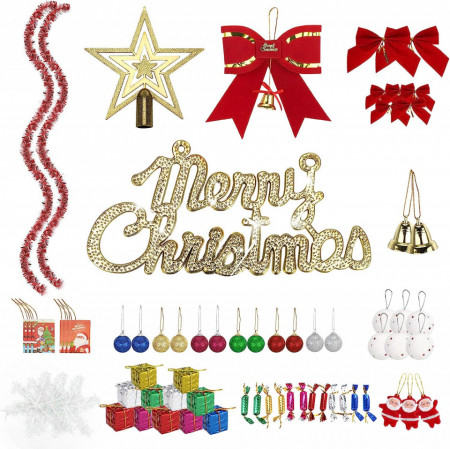 Set de 78 ornamente pentru bradul de Craciun Venga amigos, plastic/textil, multicolor