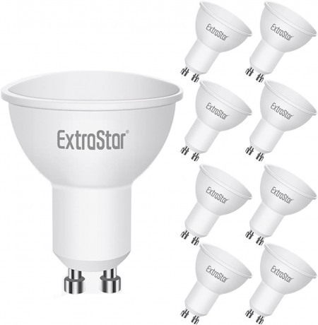 Set de 8 becuri ExtraStar, LED, metal/plastic, alb/argintiu, 5 x 6 cm, 5W