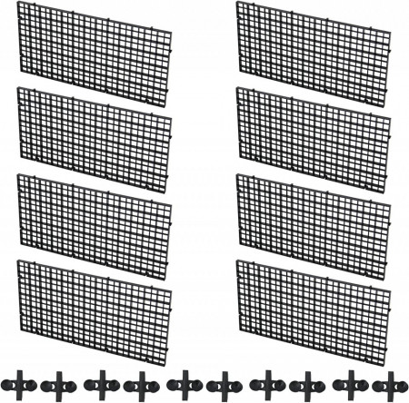 Set de 8 filtre separatoare pentru acvariu si 10 cleme pentru ventuza PetierWeit, plastic, negru, 30 cm x 15 cm