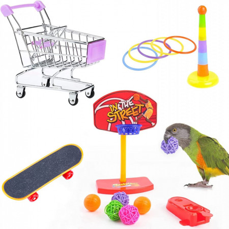 Set de jucarii pentru papagali Mellystore, plastic, multicolor