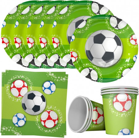 Set de masa pentru petrecere fotbal MEZHEN, hartie, multicolor, 6 persoane - Img 1