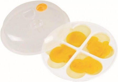 Set forma pentru oua cu capac OUKEYI, plastic, alb/transparent, 26,4 x 6,3 cm - Img 1