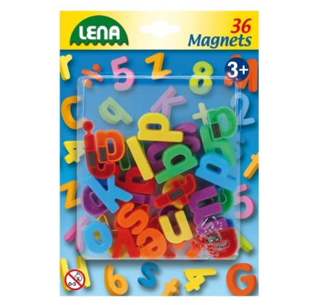 Set litere mici magnetice Lena multicolore 36 piese 3 cm lungime