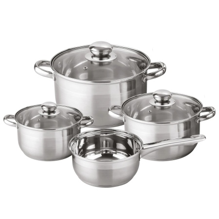Set vase de gatit Michelino, 7 piese, otel inoxidabil, inductie, argintiu