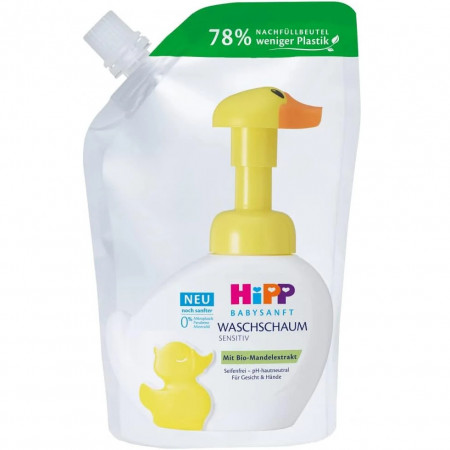 Spuma de curatare pentru fata si maini HiPP, fara sapun, PH neutru, 271 g - Img 1